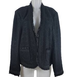 Chico's Black Dressy Wool Blend Openj Business Work Vacation Cruise  Jacket 3/L